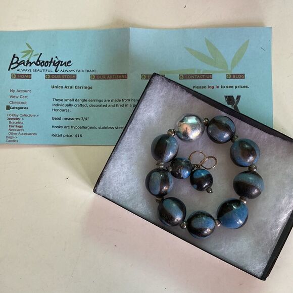 Handmade Ceramic Earrings & Bracelet - Picture 2 of 8